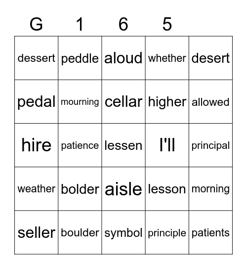Gold 165 Bingo Card