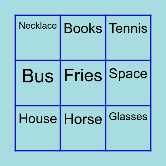 S Bingo Card