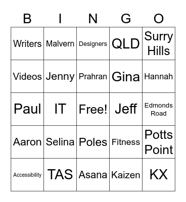 Digital Team Bingo Card