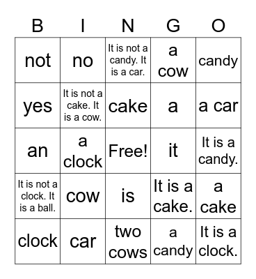 Starter A Lesson 3 Cc Bingo Card