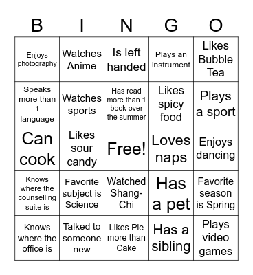 Find Someone Who... Bingo Card