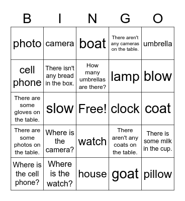 Dino 2A Lesson 3 Bingo Card