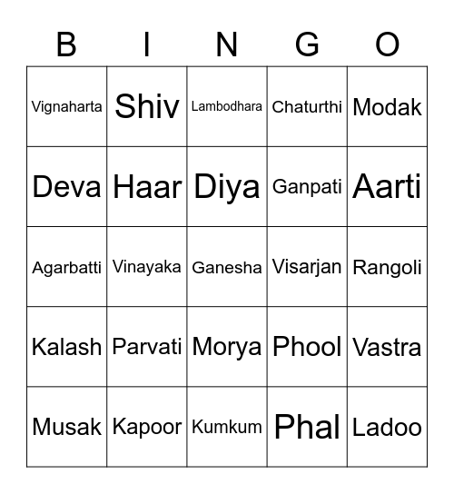 Ganpati Bingo Card