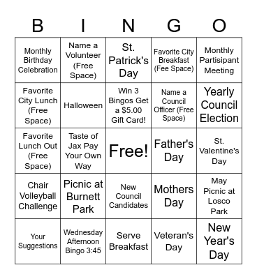 MSC Council Bingo Card