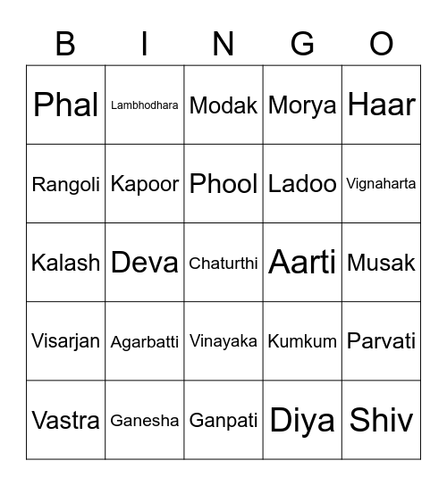 Ganpati Bingo Card