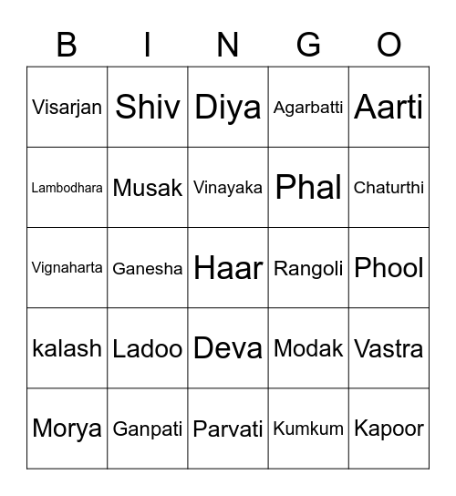 Ganpati  Bingo Card