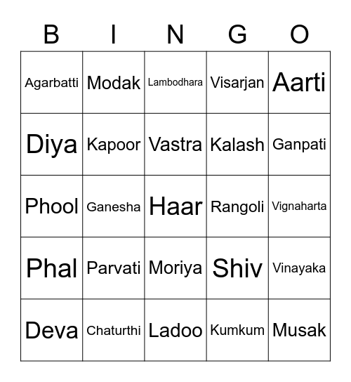 Ganpati Bingo Card