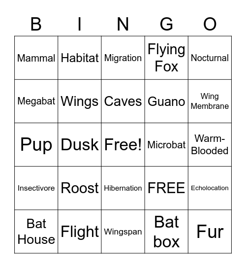 BAT BINGO Card