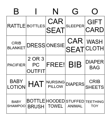 BABY GRACE Bingo Card