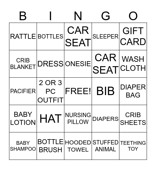 BABY GRACE Bingo Card