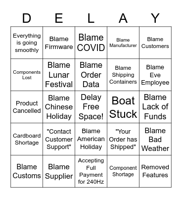 Eve Announcement Bingo (r/evev) Bingo Card