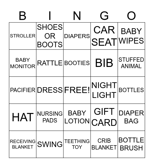 BABY GRACE Bingo Card