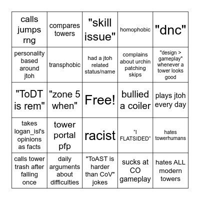 jtard bingo Card