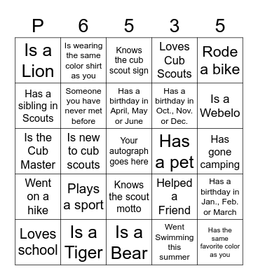 Get To Know The Pack! Bingo Card