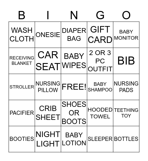 BABY GRACE Bingo Card