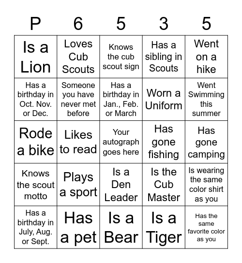 Get To Know The Pack! Bingo Card