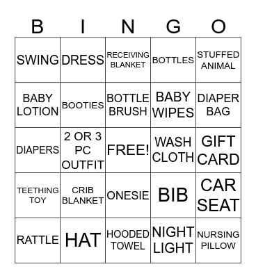 BABY GRACE Bingo Card