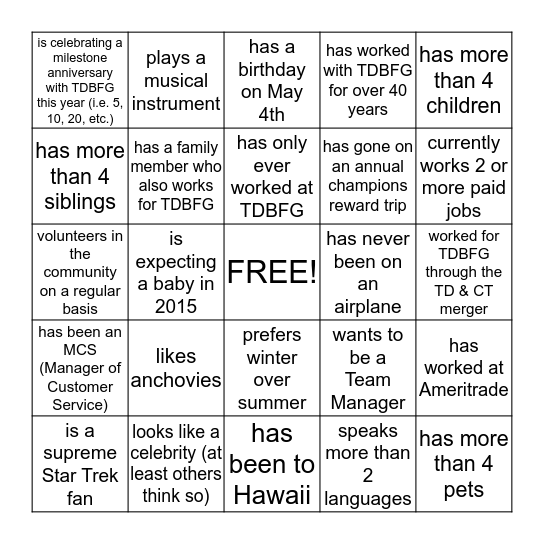 Get the signature in the appropriate square for someone who... Bingo Card