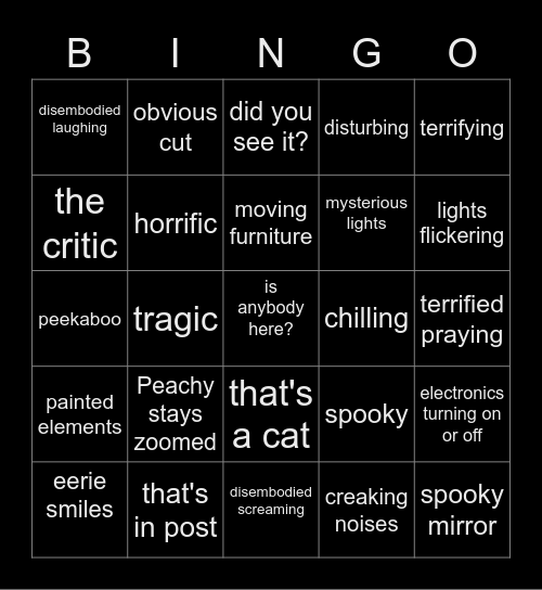 The Ghost Buster Bingo Card