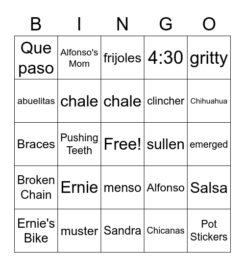 Broken Chain Bingo Card