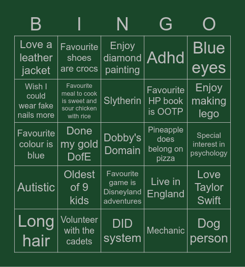 Rose - Hedgehog 🟢🐍🦔 Bingo Card