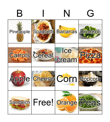 Food Bingo Card