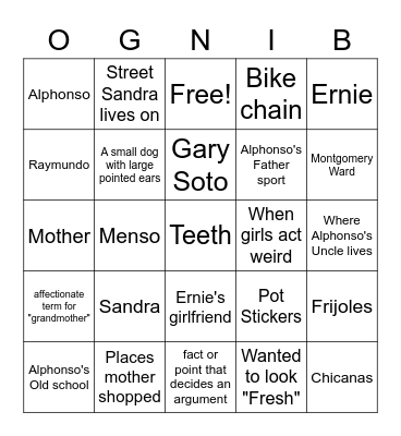 OGNIB Bingo Card
