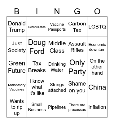 Five Horns 2021 Debate Bingo Card