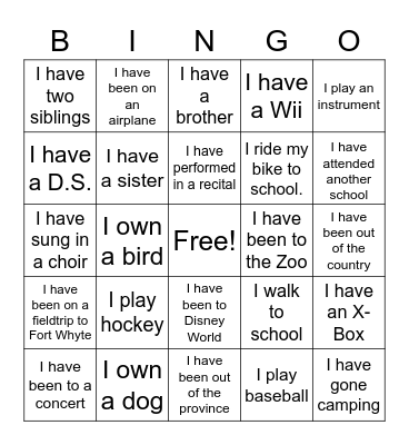 People Scavenger Hunt! Bingo Card