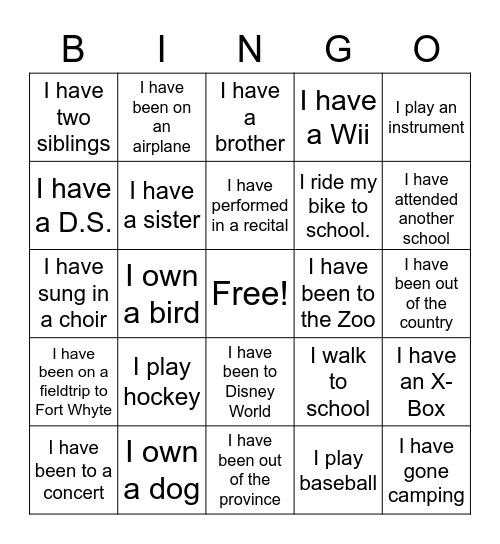 People Scavenger Hunt! Bingo Card