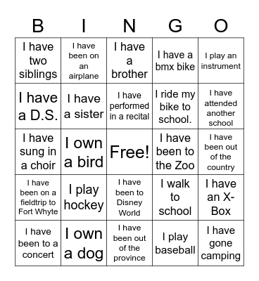 People Scavenger Hunt! Bingo Card