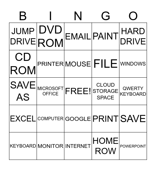 HOLBROOK COMPUTER TECHNOLOGY CLASS Bingo Card