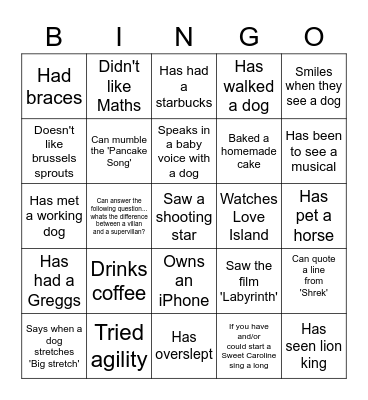 Lv 4 Bingo Card
