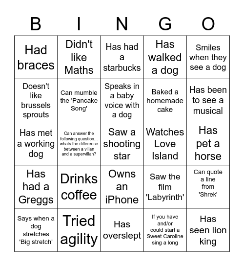 Lv 4 Bingo Card
