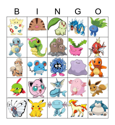 Pokemon Bingo Card