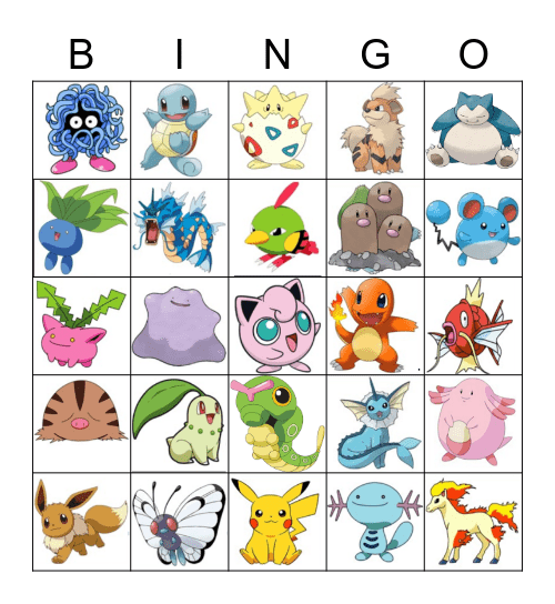 Pokemon Bingo Card