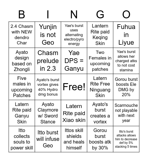 Sukuna Sussy Final Leaks Bingo Card