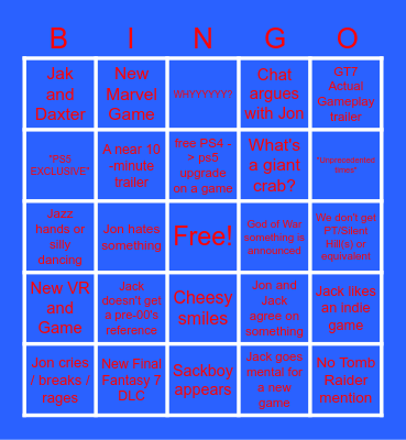 State of Play! Bingo Card