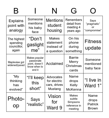 Sergio Bingo Card