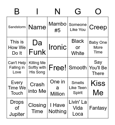 90's Bingo Card