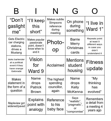 Sergio Bingo Card