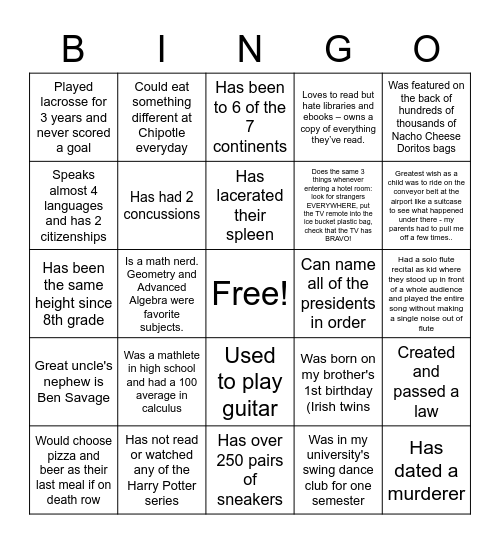 Getting to know Clear uS Bingo Card