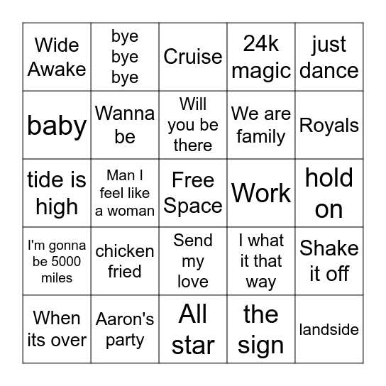 Stephanie music bingo Card