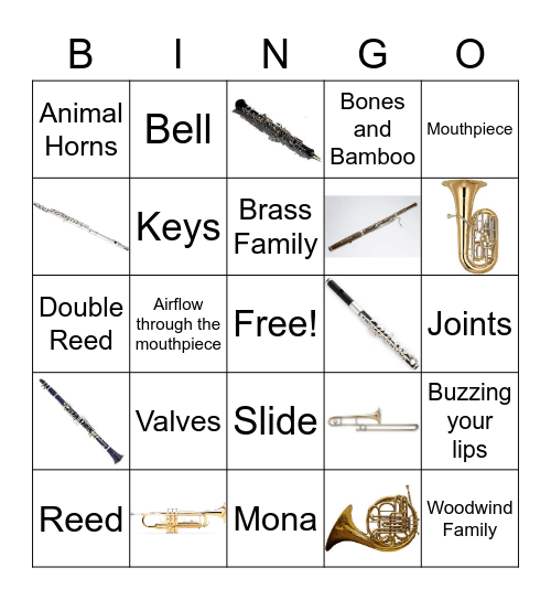 Brass/Woodwind Bingo Card