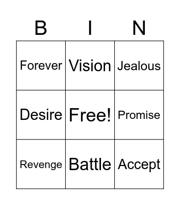 Eclipse Vocabulary Bingo Card