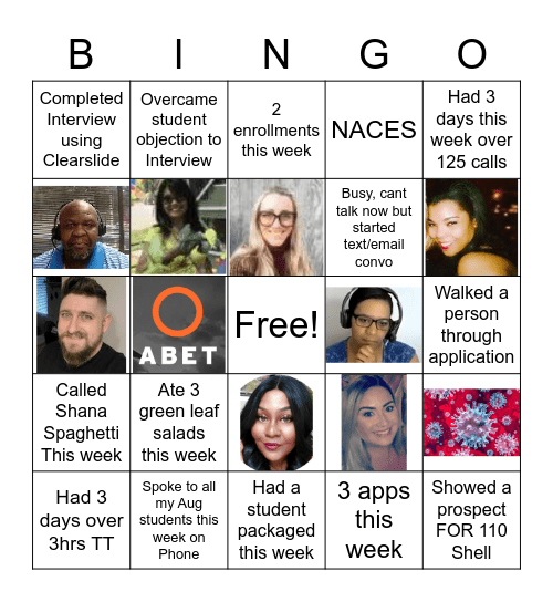 Team Awesome Bingo Card