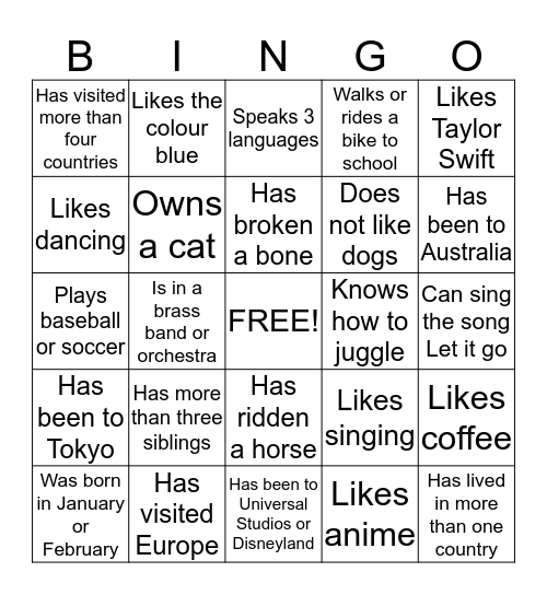 Signature Bingo! Bingo Card