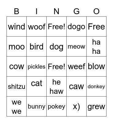 cat Bingo Card