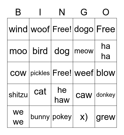 cat Bingo Card