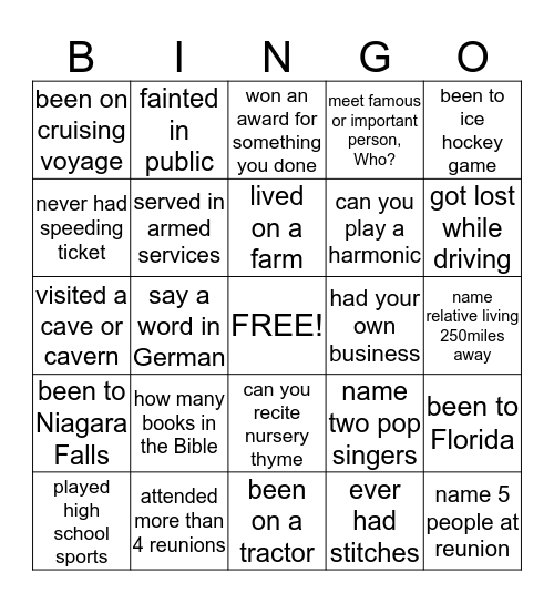 Schweitzer Bingo Card